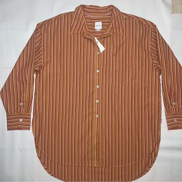 Maeve Orange Striped Button Down Shirt - Picture 5 of 7